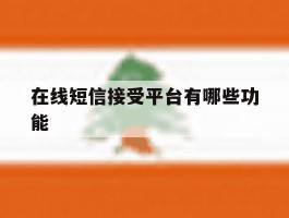 在线短信接受平台有哪些功能