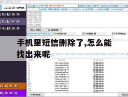 手机里短信删除了,怎么能找出来呢