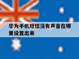 华为手机短信没有声音在哪里设置出来