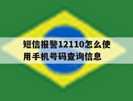 短信报警12110怎么使用手机号码查询信息