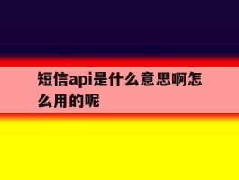 短信api是什么意思啊怎么用的呢