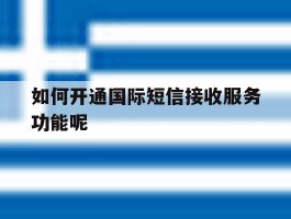 如何开通国际短信接收服务功能呢