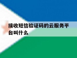 接收短信验证码的云服务平台叫什么