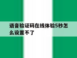 语音验证码在线体验5秒怎么设置不了