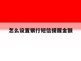 怎么设置银行短信提醒金额