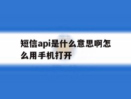 短信api是什么意思啊怎么用手机打开