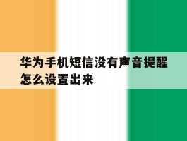 华为手机短信没有声音提醒怎么设置出来