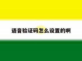 语音验证码怎么设置的啊