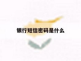银行短信密码是什么