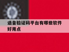 语音验证码平台有哪些软件好用点