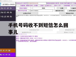 手机号码收不到短信怎么回事儿
