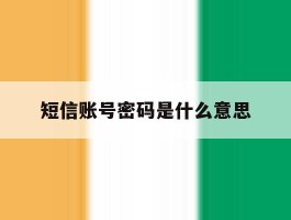短信账号密码是什么意思
