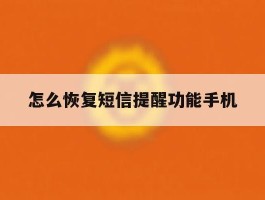 怎么恢复短信提醒功能手机