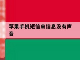 苹果手机短信来信息没有声音