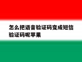 怎么把语音验证码变成短信验证码呢苹果