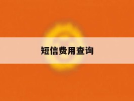 短信费用查询