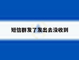 短信群发了发出去没收到