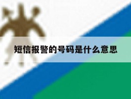 短信报警的号码是什么意思