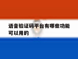 语音验证码平台有哪些功能可以用的