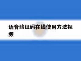 语音验证码在线使用方法视频