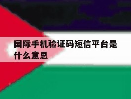 国际手机验证码短信平台是什么意思