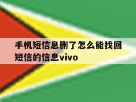 手机短信息删了怎么能找回短信的信息vivo