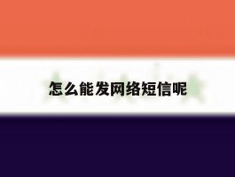 怎么能发网络短信呢