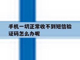 手机一切正常收不到短信验证码怎么办呢