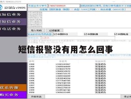 短信报警没有用怎么回事