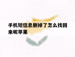 手机短信息删掉了怎么找回来呢苹果