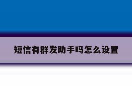 短信有群发助手吗怎么设置