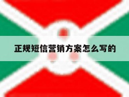 正规短信营销方案怎么写的