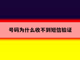 号码为什么收不到短信验证