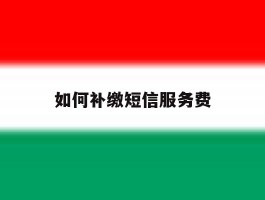 如何补缴短信服务费
