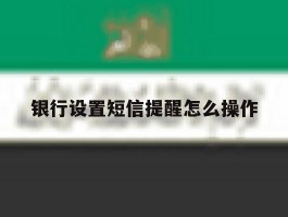 银行设置短信提醒怎么操作