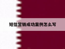 短信营销成功案例怎么写