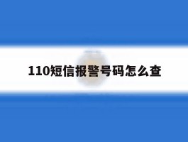110短信报警号码怎么查