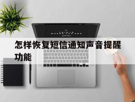 怎样恢复短信通知声音提醒功能