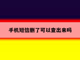 手机短信删了可以查出来吗