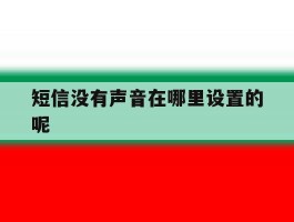 短信没有声音在哪里设置的呢