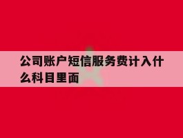 公司账户短信服务费计入什么科目里面