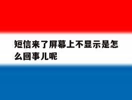 短信来了屏幕上不显示是怎么回事儿呢