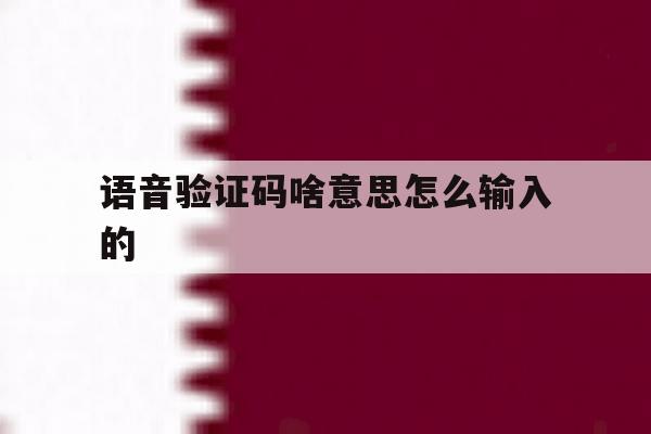 语音验证码啥意思怎么输入的 语音验证码啥意思怎么输入的