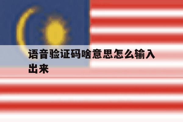 语音验证码啥意思怎么输入出来 语音验证码啥意思怎么输入出来
